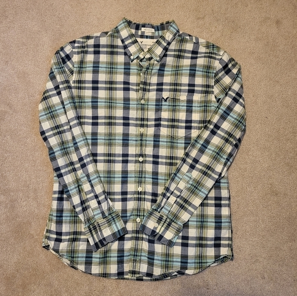 American Eagle Mens Plaid Button Down Shirt - Picture 1 of 5